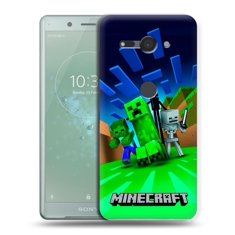 Пластиковый чехол на Sony Xperia XZ2 Compact с принтом Майнкрафт Пластиковый чехол на Sony Xperia XZ2 Compact с принтом Майнкрафт
