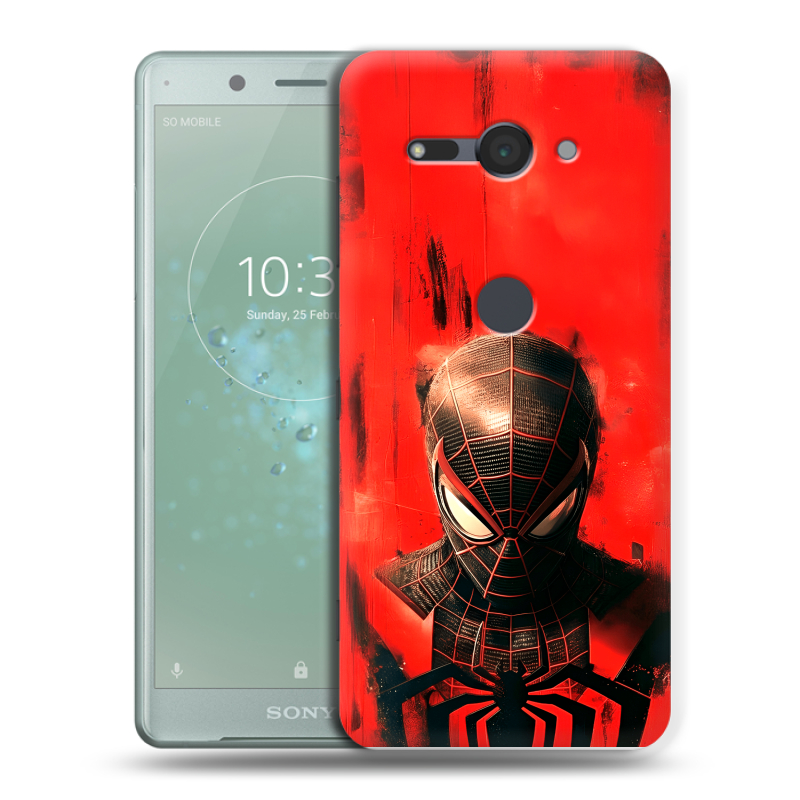 Силиконовый чехол на Sony Xperia XZ2 Compact с принтом человек паук spiderman Силиконовый чехол на Sony Xperia XZ2 Compact с принтом человек паук spiderman