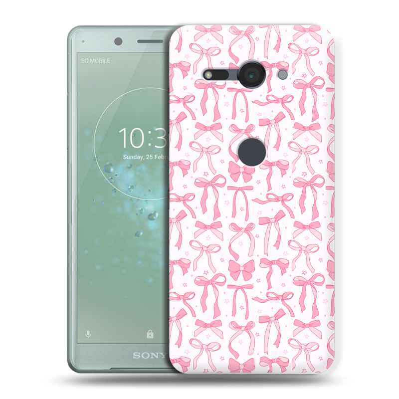 Силиконовый чехол на Sony Xperia XZ2 Compact с принтом Розовые бантики Силиконовый чехол на Sony Xperia XZ2 Compact с принтом Розовые бантики