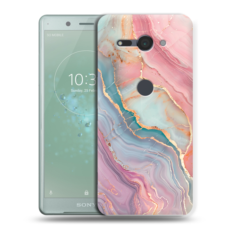 Силиконовый чехол на Sony Xperia XZ2 Compact с принтом розовый мрамор Силиконовый чехол на Sony Xperia XZ2 Compact с принтом розовый мрамор