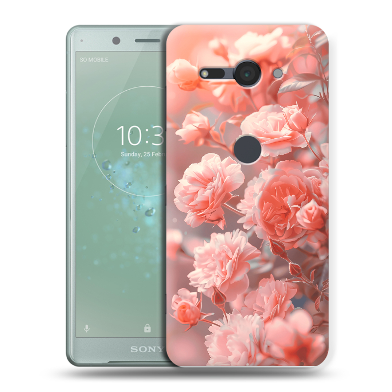 Пластиковый чехол на Sony Xperia XZ2 Compact с принтом Розы цветы Пластиковый чехол на Sony Xperia XZ2 Compact с принтом Розы цветы