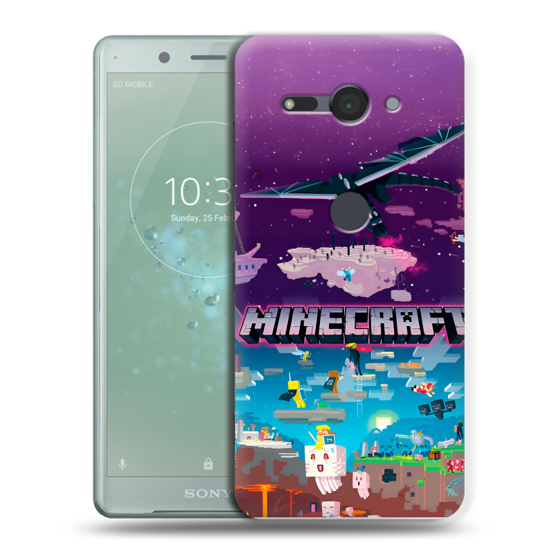 Силиконовый чехол на Sony Xperia XZ2 Compact с принтом Майнкрафт Minecraft Силиконовый чехол на Sony Xperia XZ2 Compact с принтом Майнкрафт Minecraft