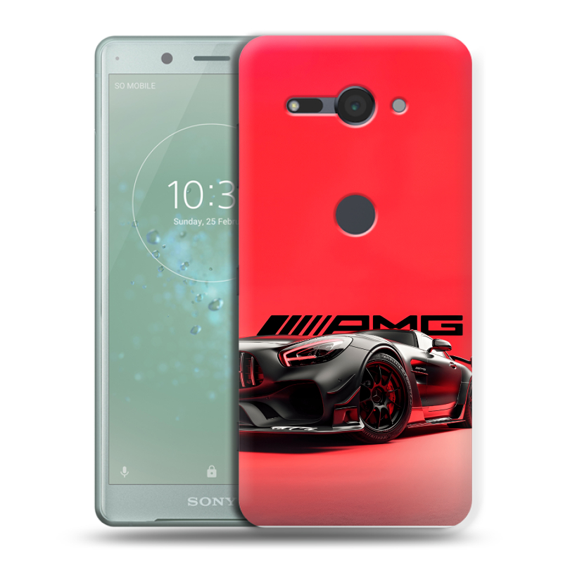Силиконовый чехол на Sony Xperia XZ2 Compact с принтом Мерседес Mercedes AMG Силиконовый чехол на Sony Xperia XZ2 Compact с принтом Мерседес Mercedes AMG