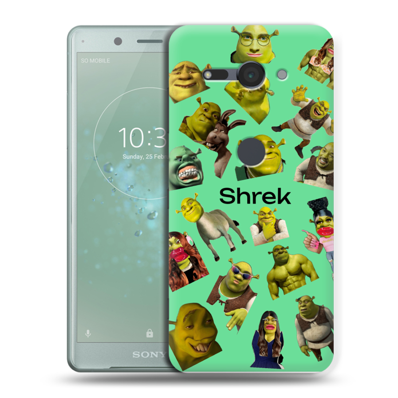 Силиконовый чехол на Sony Xperia XZ2 Compact с принтом Шрек Shrek Силиконовый чехол на Sony Xperia XZ2 Compact с принтом Шрек Shrek