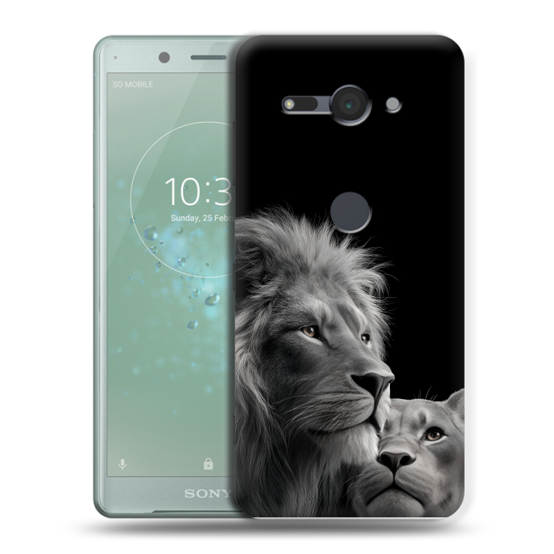 Пластиковый чехол на Sony Xperia XZ2 Compact с принтом Лев кошки Пластиковый чехол на Sony Xperia XZ2 Compact с принтом Лев кошки