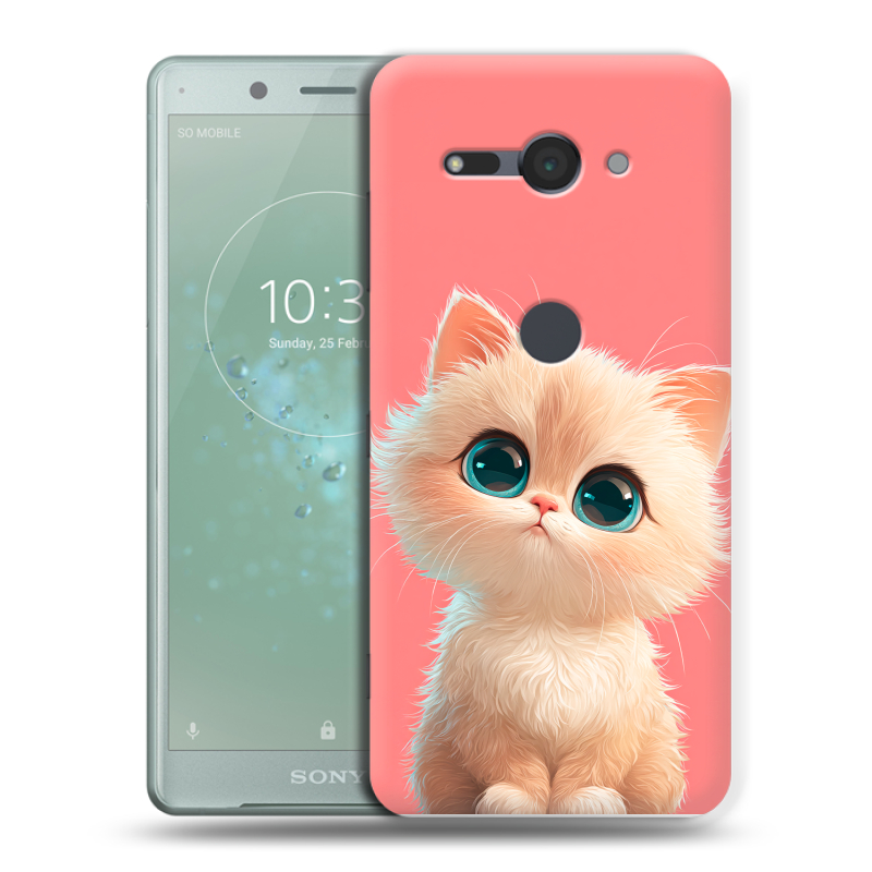 Силиконовый чехол на Sony Xperia XZ2 Compact с принтом Розовый котенок Силиконовый чехол на Sony Xperia XZ2 Compact с принтом Розовый котенок