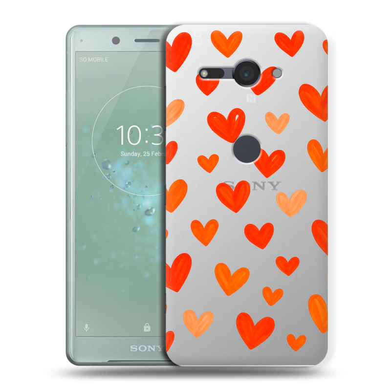 Силиконовый чехол на Sony Xperia XZ2 Compact с принтом Сердечки Силиконовый чехол на Sony Xperia XZ2 Compact с принтом Сердечки