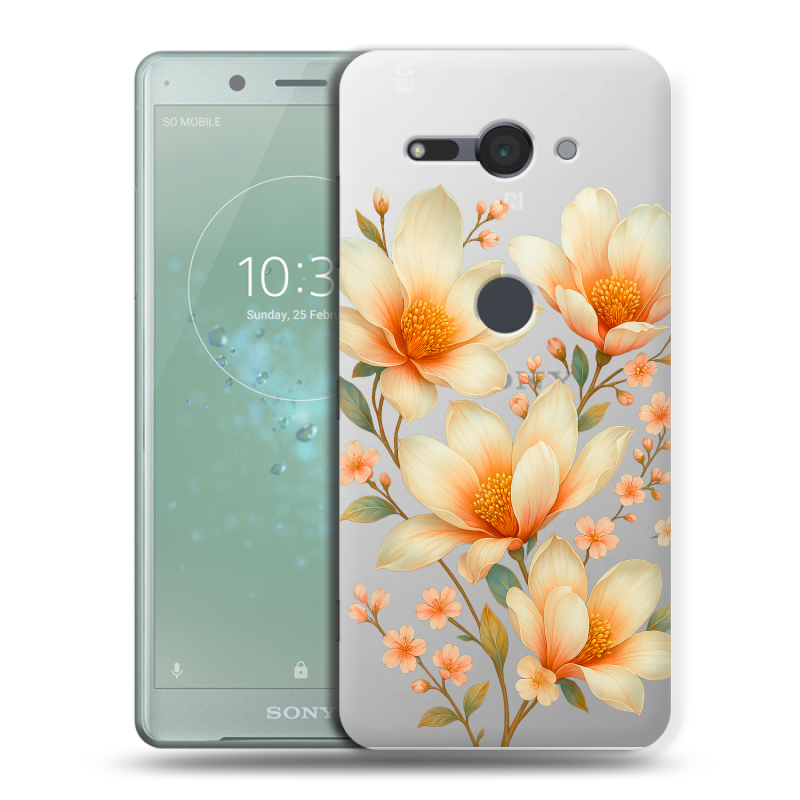 Пластиковый чехол на Sony Xperia XZ2 Compact с принтом Цветы Пластиковый чехол на Sony Xperia XZ2 Compact с принтом Цветы