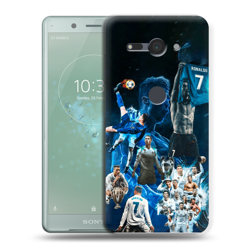 Пластиковый чехол на Sony Xperia XZ2 Compact с принтом Реал Роналдо Пластиковый чехол на Sony Xperia XZ2 Compact с принтом Реал Роналдо