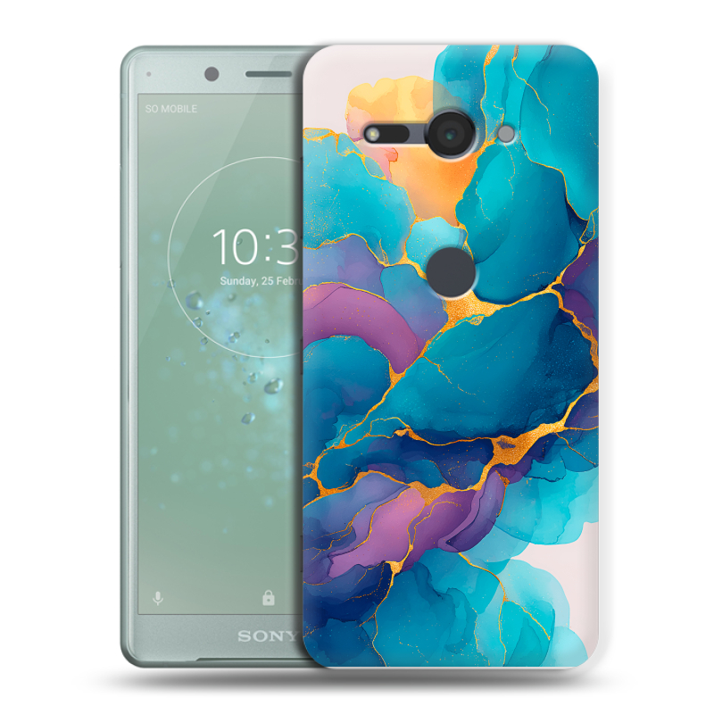 Пластиковый чехол на Sony Xperia XZ2 Compact с принтом Мрамор блестки Пластиковый чехол на Sony Xperia XZ2 Compact с принтом Мрамор блестки