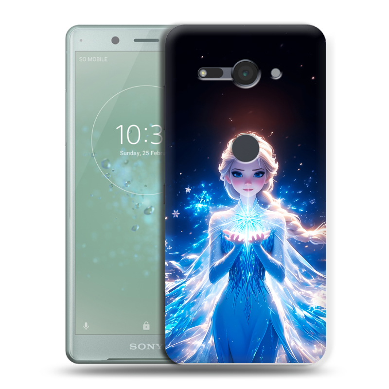 Силиконовый чехол на Sony Xperia XZ2 Compact с принтом Холодное сердце Frozen Силиконовый чехол на Sony Xperia XZ2 Compact с принтом Холодное сердце Frozen