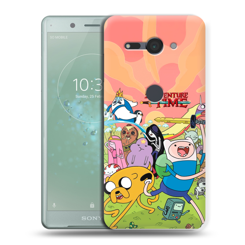 Силиконовый чехол на Sony Xperia XZ2 Compact с принтом Adventure time Время приключений Силиконовый чехол на Sony Xperia XZ2 Compact с принтом Adventure time Время приключений
