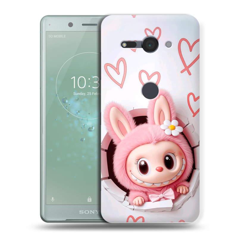 Пластиковый чехол на Sony Xperia XZ2 Compact с принтом Labubu Лабубу Пластиковый чехол на Sony Xperia XZ2 Compact с принтом Labubu Лабубу