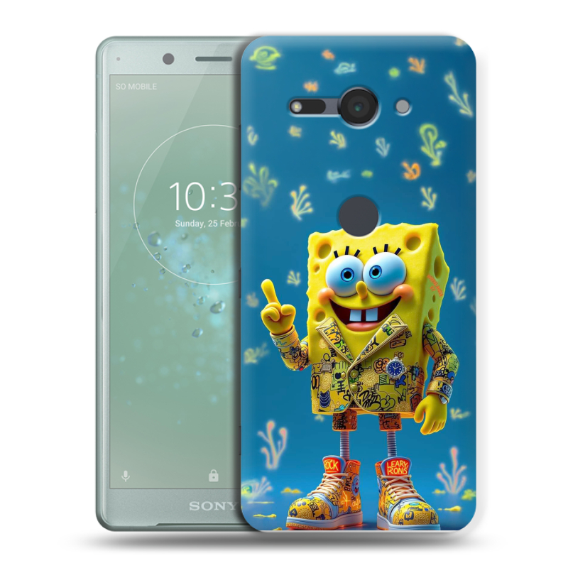Силиконовый чехол на Sony Xperia XZ2 Compact с принтом Спанч боб Спанчбоб Силиконовый чехол на Sony Xperia XZ2 Compact с принтом Спанч боб Спанчбоб