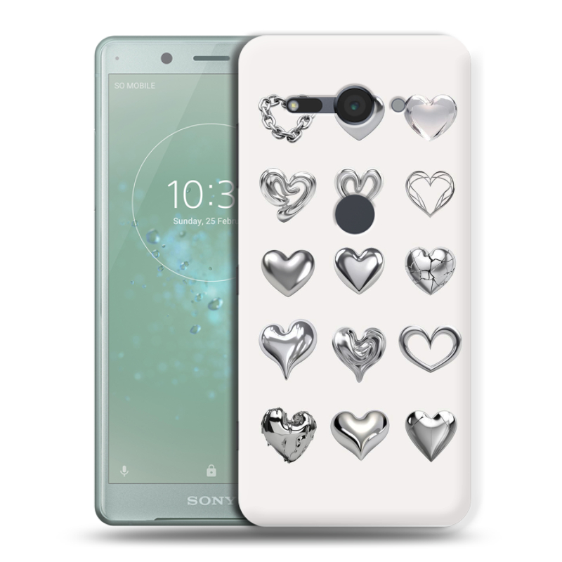 Пластиковый чехол на Sony Xperia XZ2 Compact с принтом Y2K сердечки Пластиковый чехол на Sony Xperia XZ2 Compact с принтом Y2K сердечки