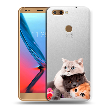 Силиконовый чехол на ZTE Blade V9 с принтом Кошки Силиконовый чехол на ZTE Blade V9 с принтом Кошки