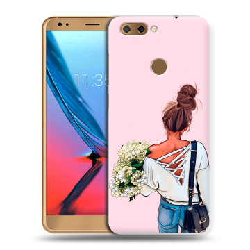 Силиконовый чехол на ZTE Blade V9 с принтом Девушка и букет Силиконовый чехол на ZTE Blade V9 с принтом Девушка и букет