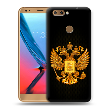 Силиконовый чехол на ZTE Blade V9 с принтом Герб России желтый