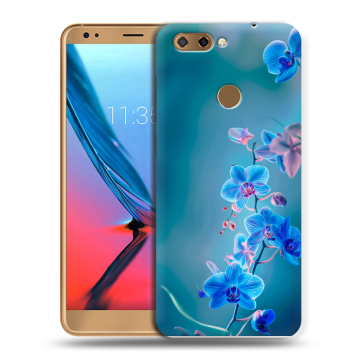 Силиконовый чехол на ZTE Blade V9 с принтом Голубые цветы
