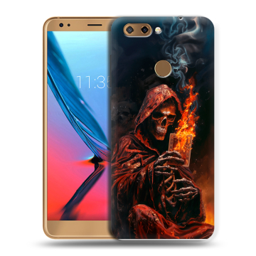 Силиконовый чехол на ZTE Blade V9 с принтом Скелет и карты