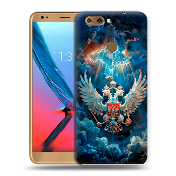 Силиконовый чехол на ZTE Blade V9 с принтом Герб флаг России