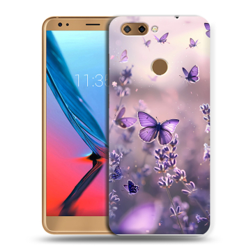Силиконовый чехол на ZTE Blade V9 с принтом бабочки и лаванда