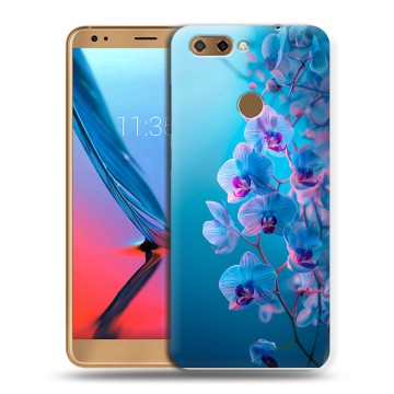 Силиконовый чехол на ZTE Blade V9 с принтом голубые орхидеи Силиконовый чехол на ZTE Blade V9 с принтом голубые орхидеи