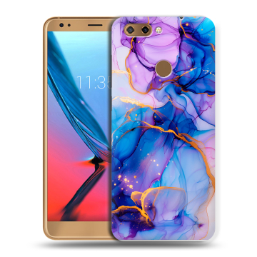 Силиконовый чехол на ZTE Blade V9 с принтом синий мрамор