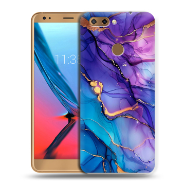 Силиконовый чехол на ZTE Blade V9 с принтом синий мрамор Силиконовый чехол на ZTE Blade V9 с принтом синий мрамор