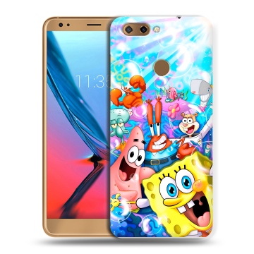 Силиконовый чехол на ZTE Blade V9 с принтом спанчбоб спанч боб
