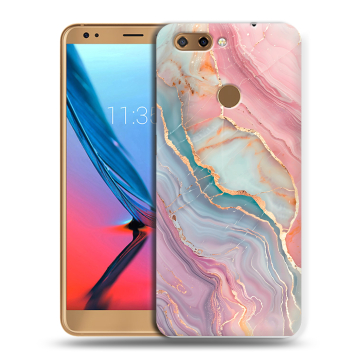 Силиконовый чехол на ZTE Blade V9 с принтом розовый мрамор