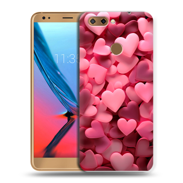 Силиконовый чехол на ZTE Blade V9 с принтом розовые сердечки Силиконовый чехол на ZTE Blade V9 с принтом розовые сердечки
