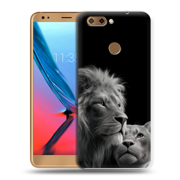 Силиконовый чехол на ZTE Blade V9 с принтом Лев кошки