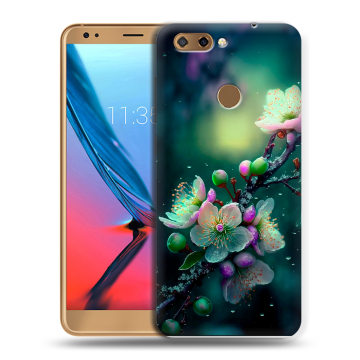 Силиконовый чехол на ZTE Blade V9 с принтом Цветы и мрамор