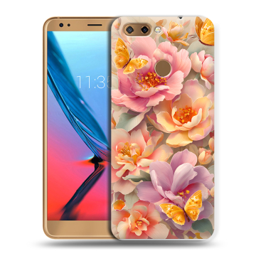 Силиконовый чехол на ZTE Blade V9 с принтом Цветы и бабочки