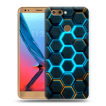 Силиконовый чехол на ZTE Blade V9 с принтом Неоновые соты