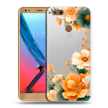 Силиконовый чехол на ZTE Blade V9 с принтом Цветы принт
