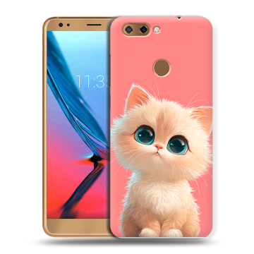 Силиконовый чехол на ZTE Blade V9 с принтом Розовый котенок