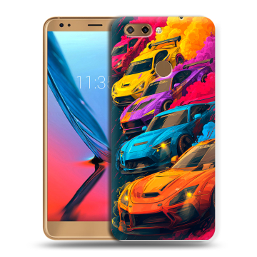 Силиконовый чехол на ZTE Blade V9 с принтом Тачки