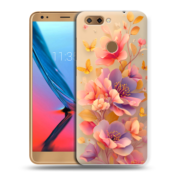 Силиконовый чехол на ZTE Blade V9 с принтом Цветы и бабочки