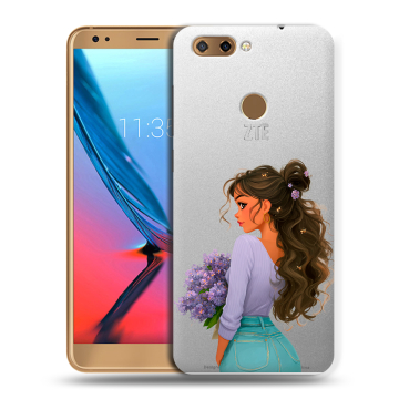 Силиконовый чехол на ZTE Blade V9 с принтом девушка цветы