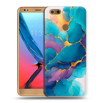 Силиконовый чехол на ZTE Blade V9 с принтом Мрамор блестки