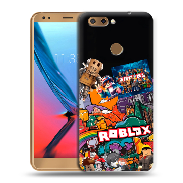 Силиконовый чехол на ZTE Blade V9 с принтом Roblox Роблокс