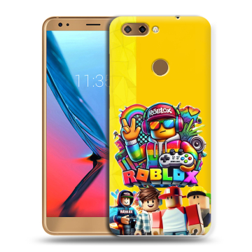 Силиконовый чехол на ZTE Blade V9 с принтом Roblox Роблокс