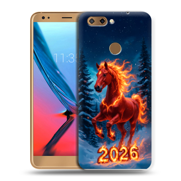 Силиконовый чехол на ZTE Blade V9 с принтом Новый год коня