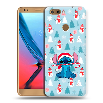 Силиконовый чехол на ZTE Blade V9 с принтом Стич Новый год