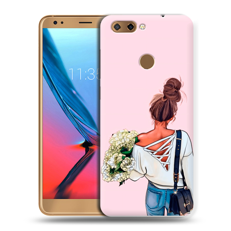 Силиконовый чехол на ZTE Blade V9 с принтом Девушка и букет Силиконовый чехол на ZTE Blade V9 с принтом Девушка и букет