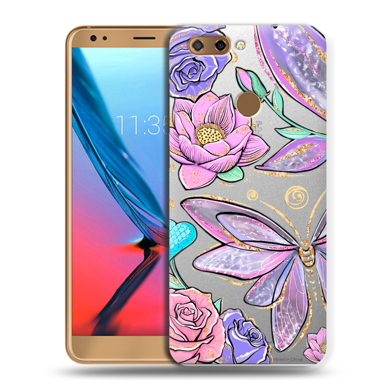 Силиконовый чехол на ZTE Blade V9 с принтом Бабочки и цветы Силиконовый чехол на ZTE Blade V9 с принтом Бабочки и цветы
