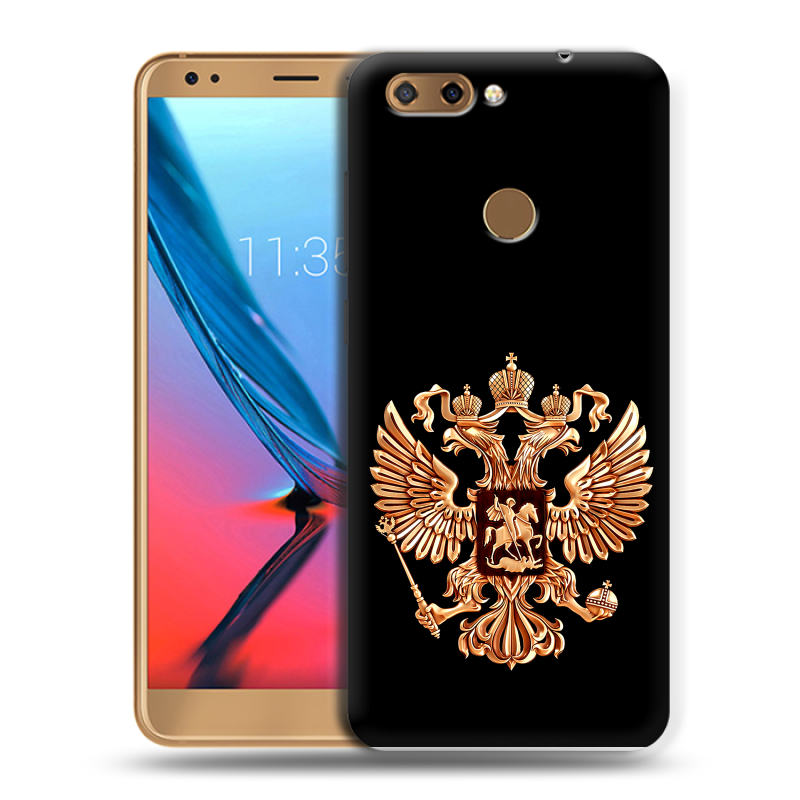 Силиконовый чехол на ZTE Blade V9 с принтом Герб России золотой Силиконовый чехол на ZTE Blade V9 с принтом Герб России золотой