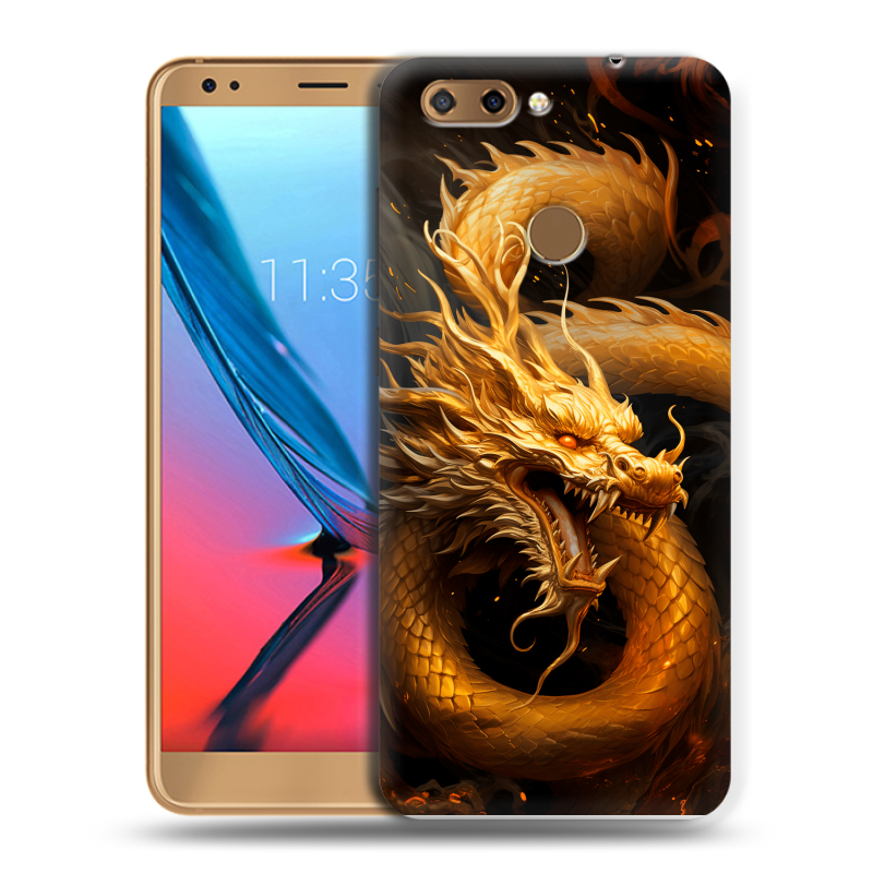 Силиконовый чехол на ZTE Blade V9 с принтом Золотой дракон Силиконовый чехол на ZTE Blade V9 с принтом Золотой дракон